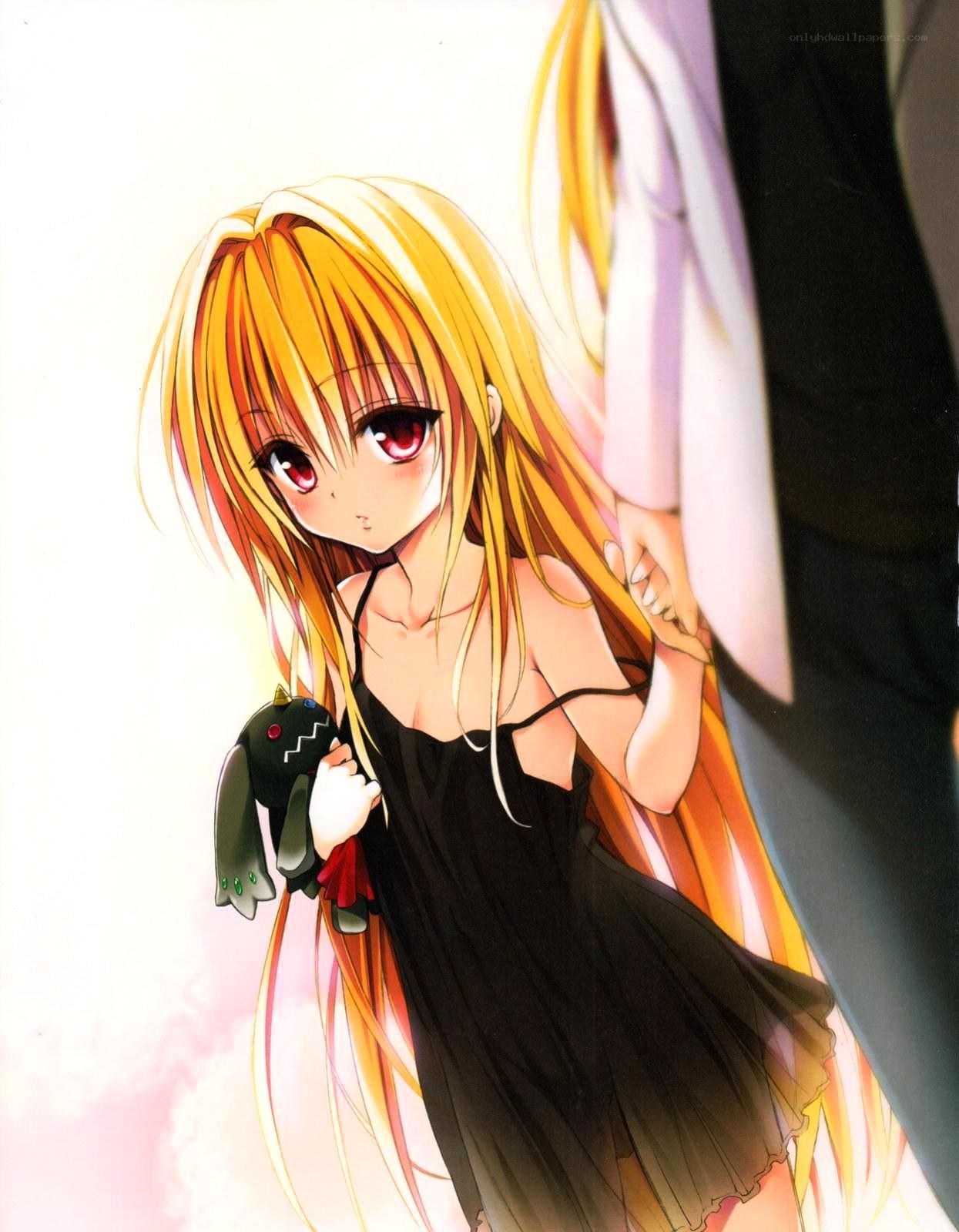 anime girl with doll