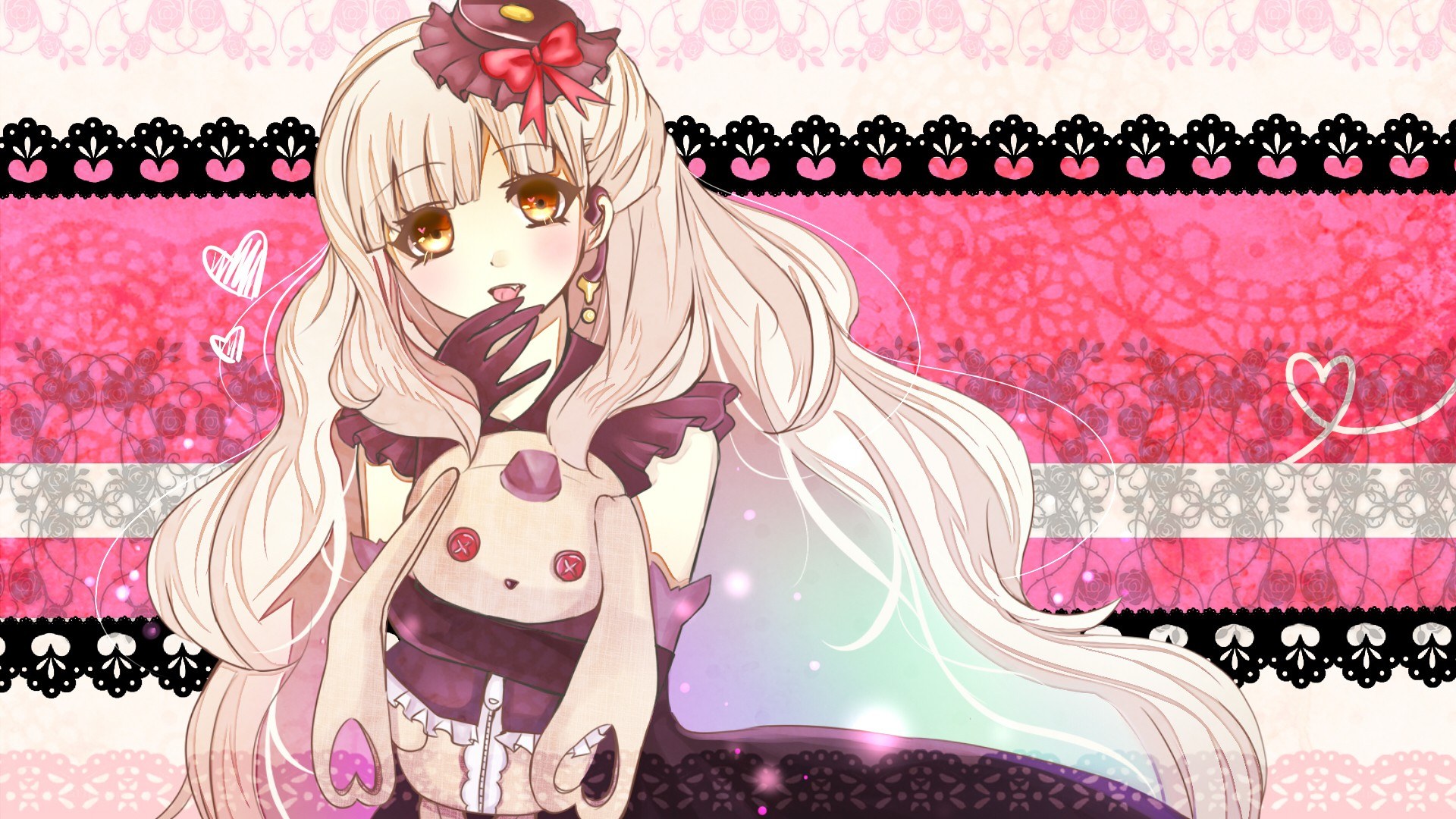 anime girl with doll