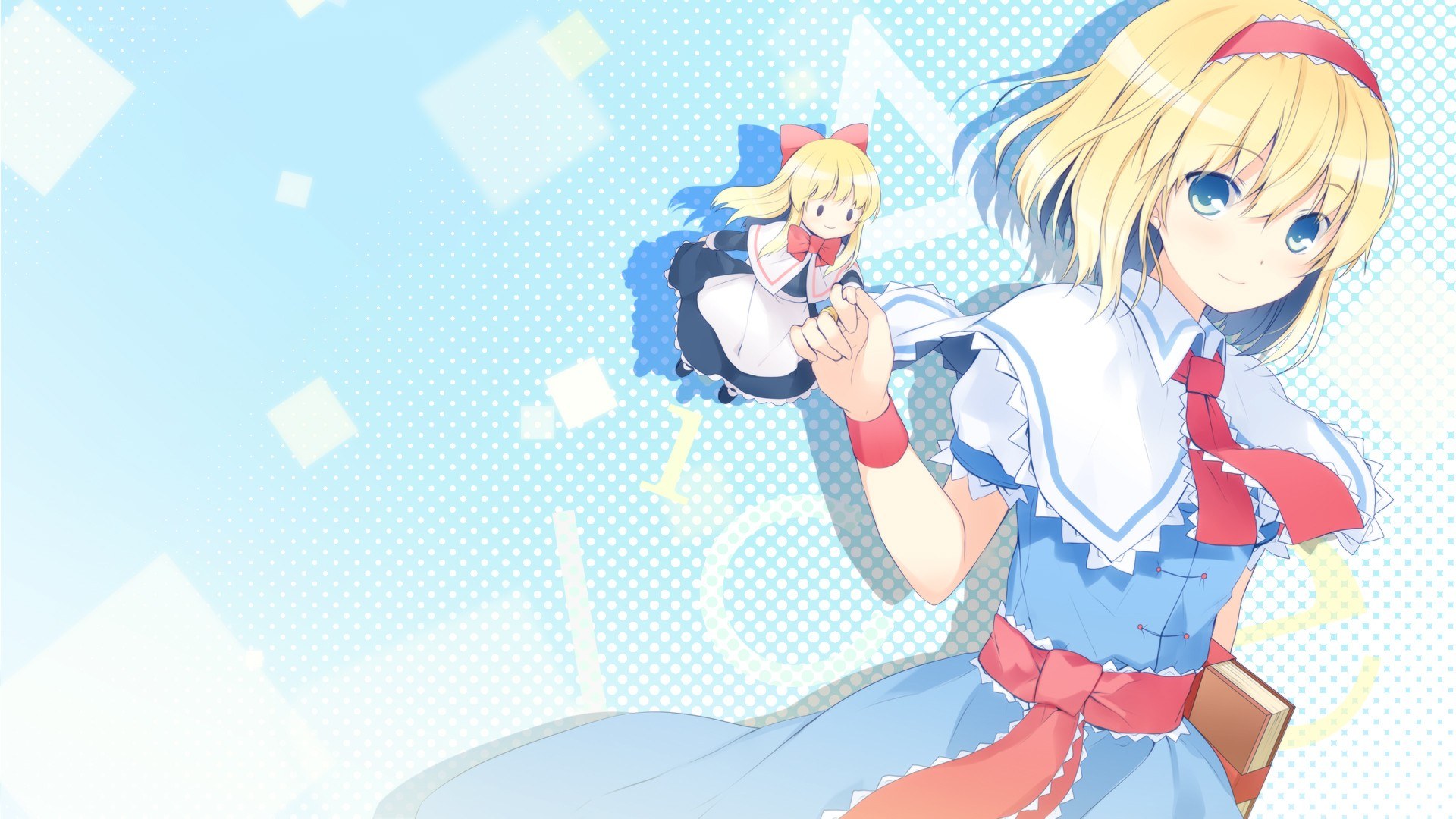 anime girl with doll