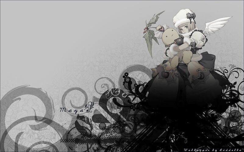 Anime Girl with Doll — Black, Dramatic, Digital Art