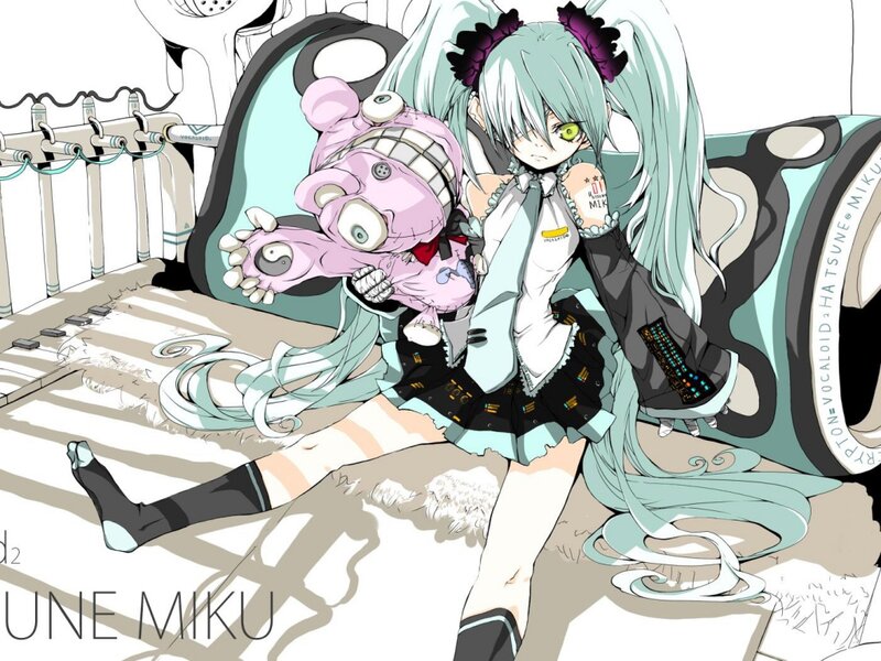 Anime Girl with Doll — Cyan, Dramatic