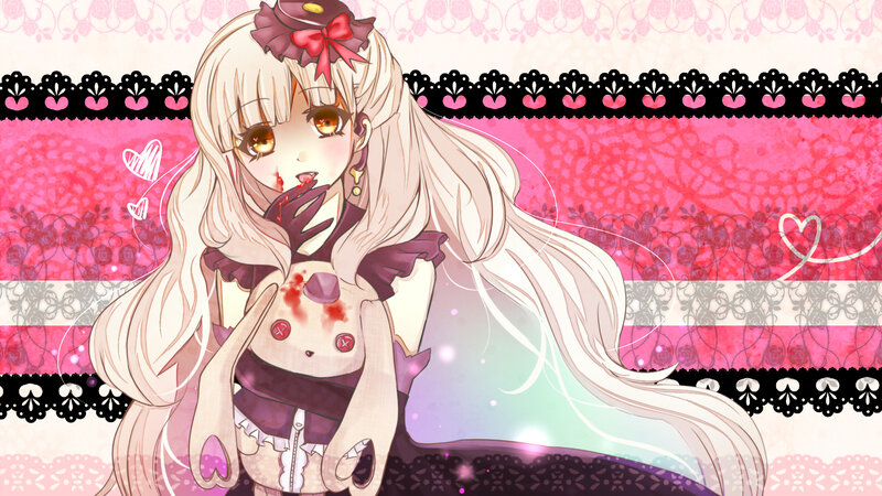 Anime Girl with Doll — Pink, Dark