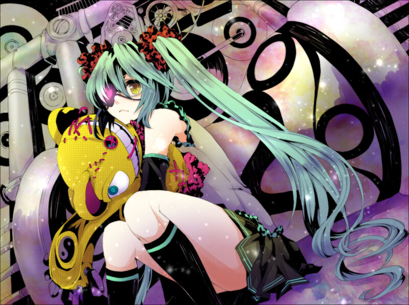 Anime Girl with Doll — Purple, Dramatic