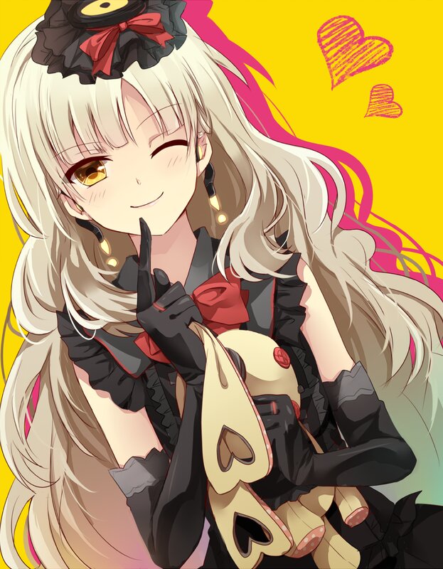 Anime Girl with Doll — Yellow