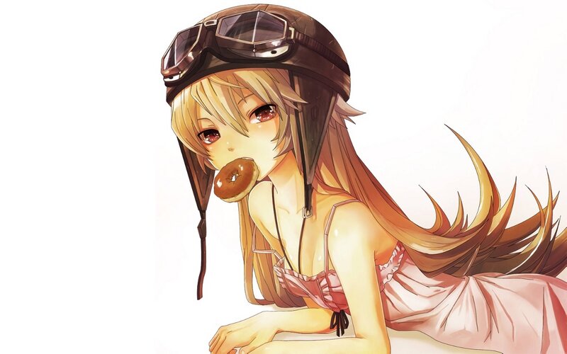 Anime Girl with Donut — Yellow, Playful