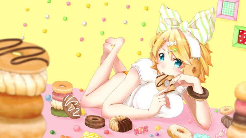 Anime girl with donuts