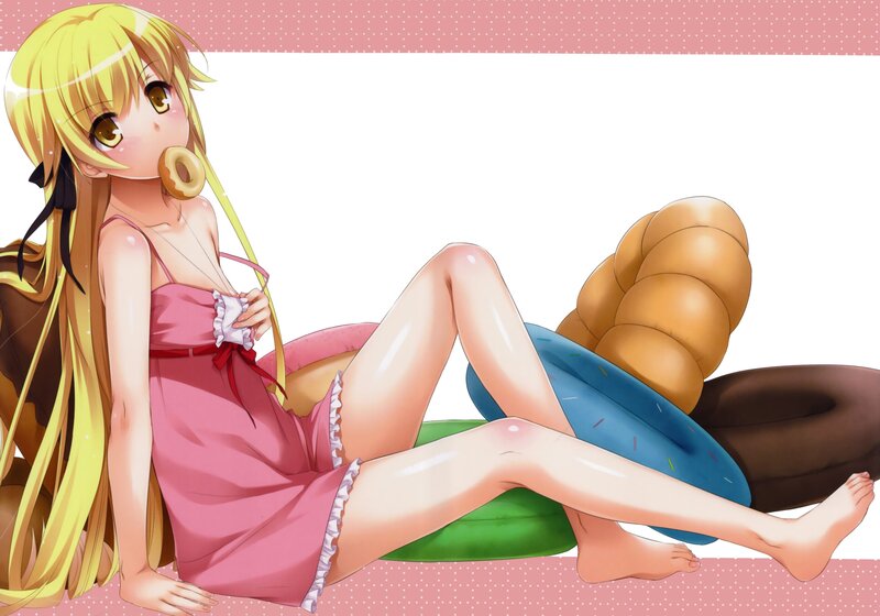 Anime Girl with Donuts — Pink, Playful, Inflatable Rings