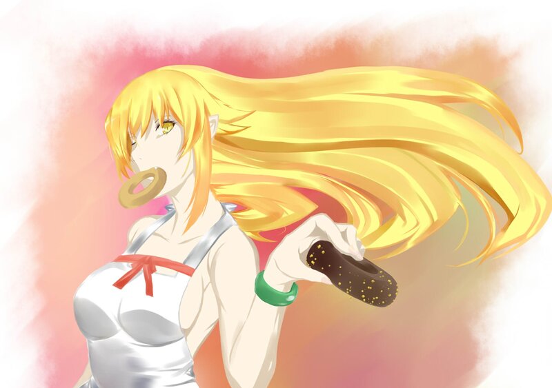 Anime Girl with Donuts — Yellow
