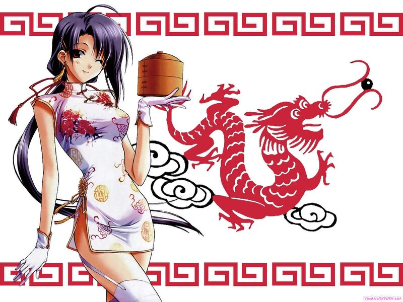 Anime girl with dragon