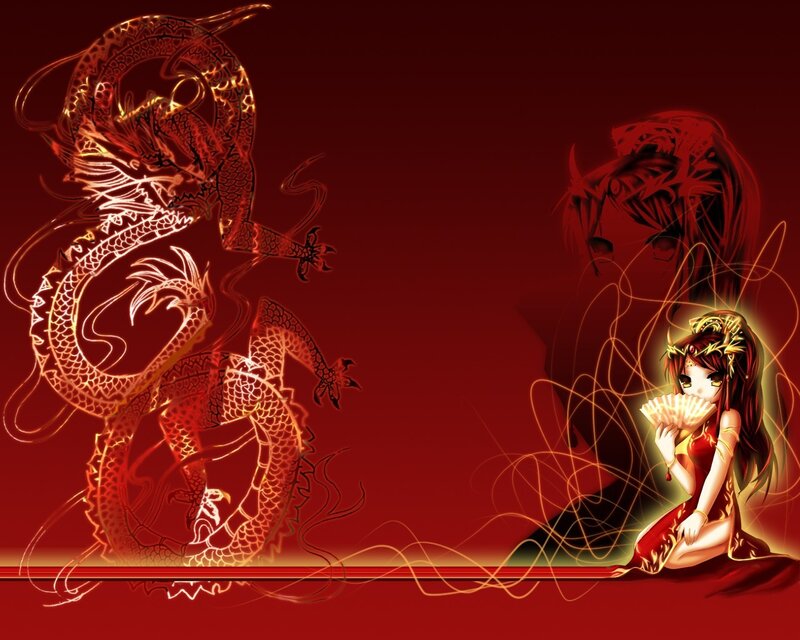 Anime girl with dragon artwork