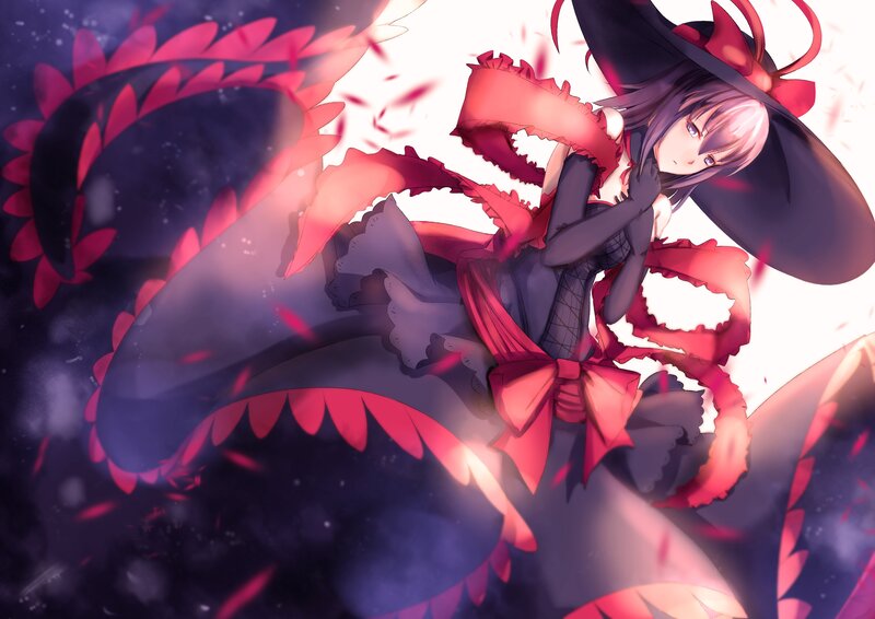 Anime Girl with Dragon — Black, Dramatic, Night