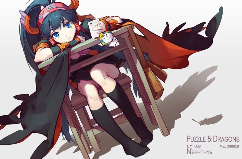 Anime Girl with Dragon — Blue, Relaxed