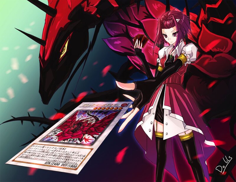 Anime girl with dragon card