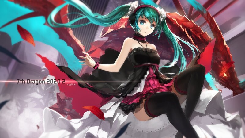 Anime Girl with Dragon — Cyan, Dramatic