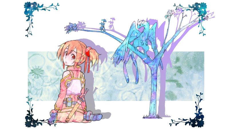 anime girl with dragon in tree