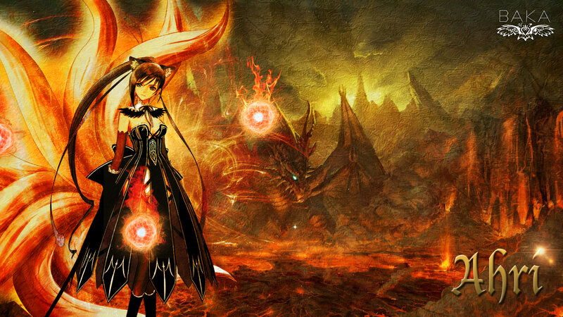 Anime Girl with Dragon — Orange