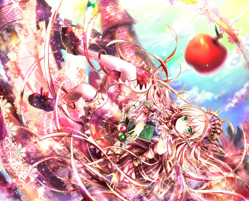 Anime Girl with Dragon — Pink, Dramatic, Digital Art