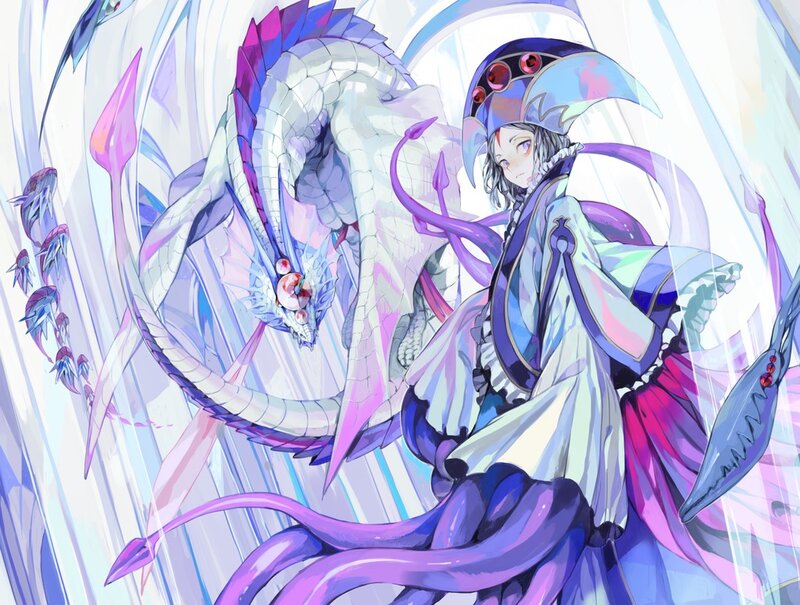 Anime Girl with Dragon — Purple, Dramatic, Digital Art