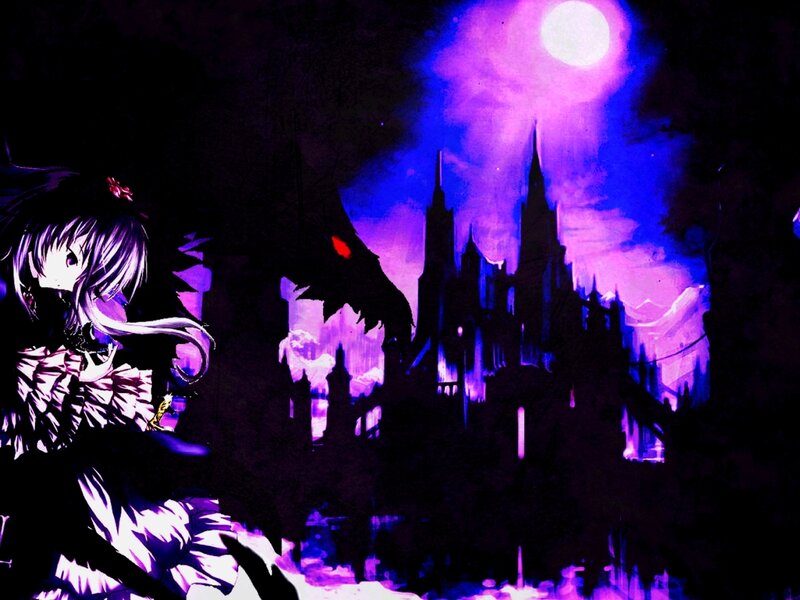 Anime Girl with Dragon — Purple, Dramatic
