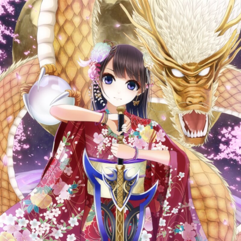 Anime Girl with Dragon — Red, Dramatic, Spring