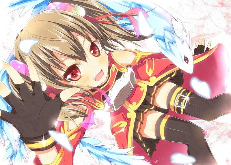 Anime Girl with Dragon — Red, Energetic, Gloves