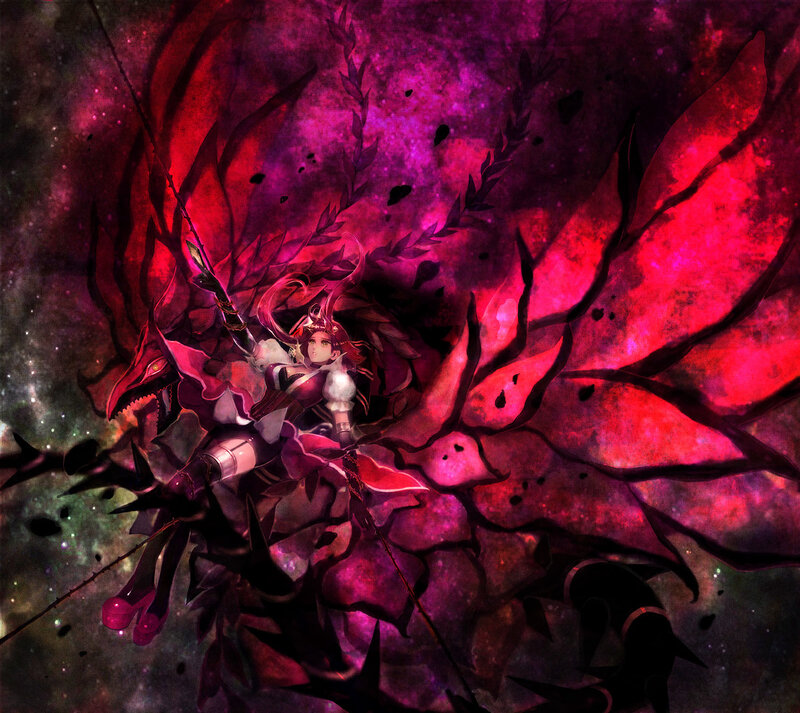 Anime Girl with Dragon — Red