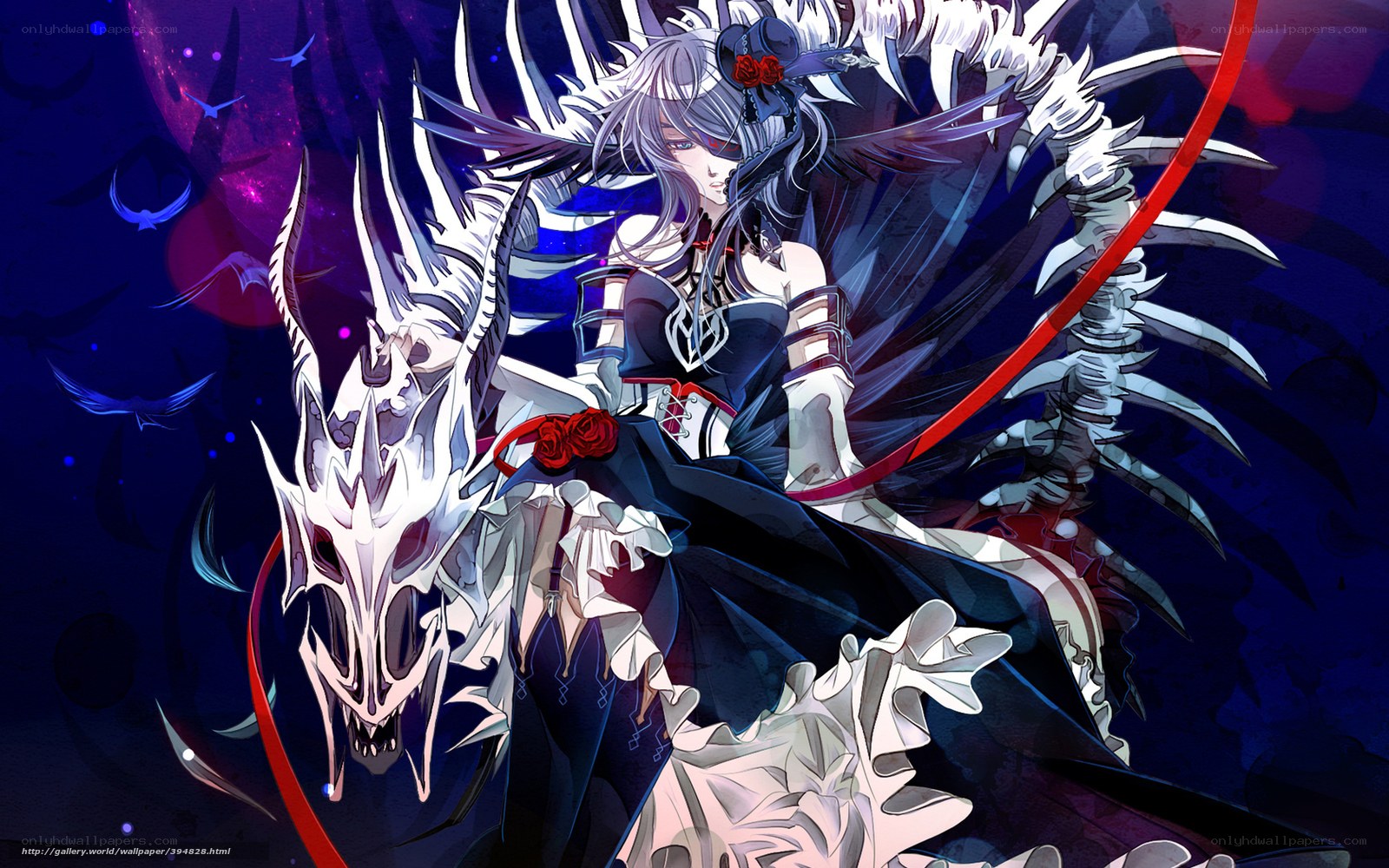 anime girl with dragon skull