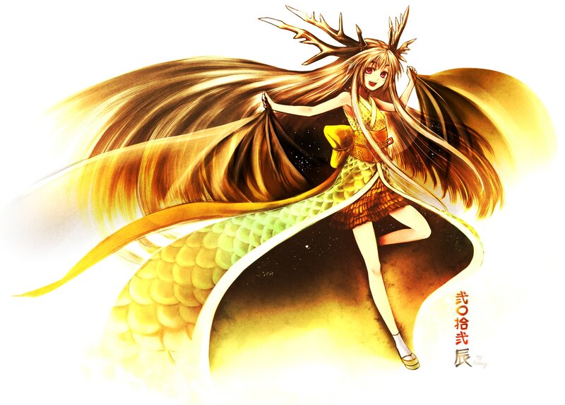 anime girl with dragon tail