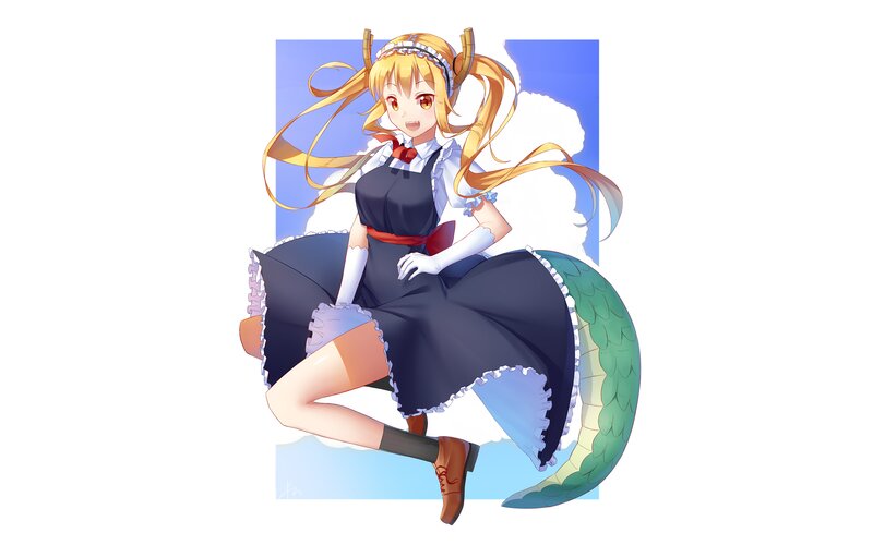Anime Girl with Dragon Tail — Blue