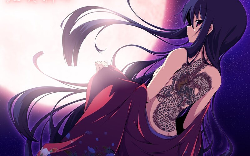 anime girl with dragon tattoo