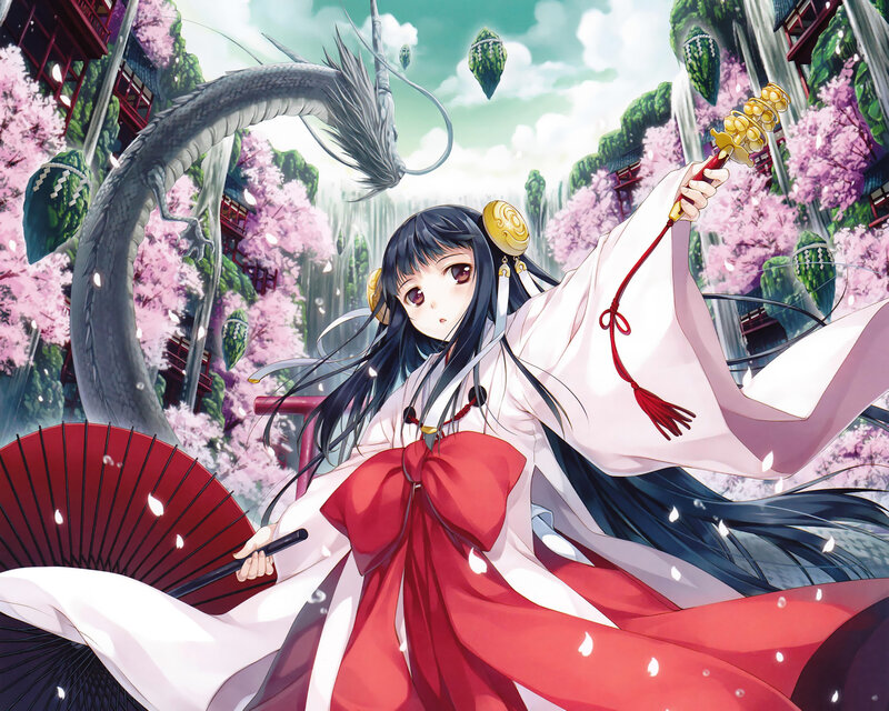 Anime Girl with Dragon — White, Serene