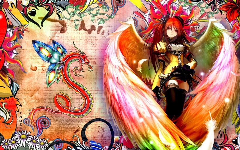 Anime girl with dragon wings
