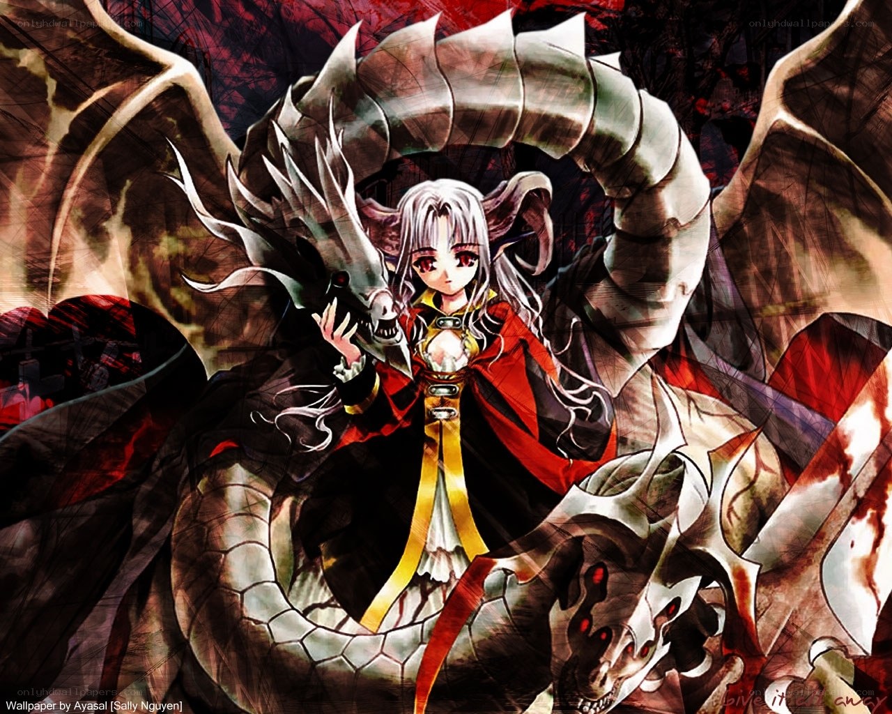 anime girl with dragon