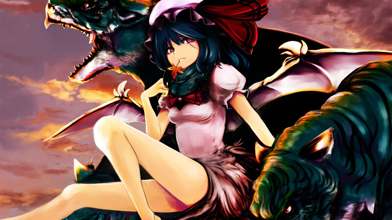 Anime Girl with Dragons — Purple