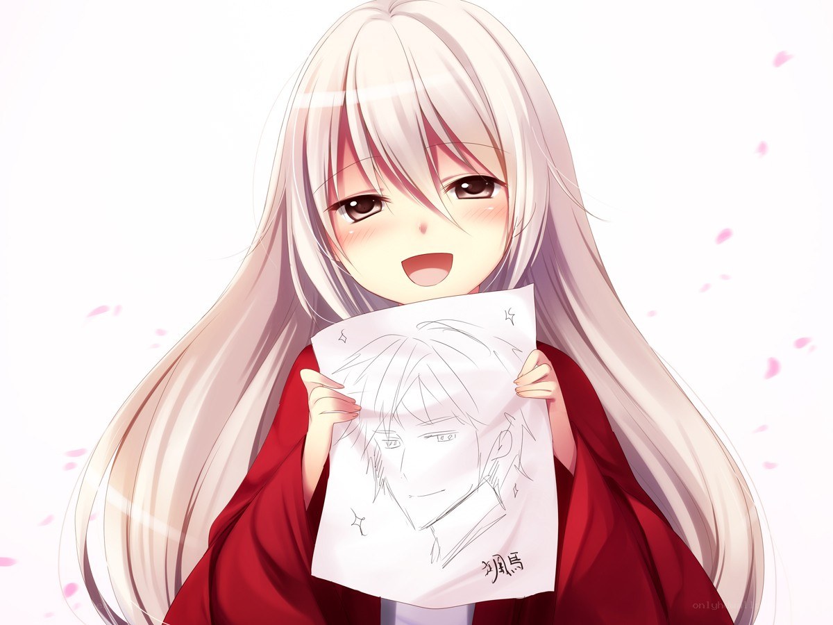 anime girl with drawing