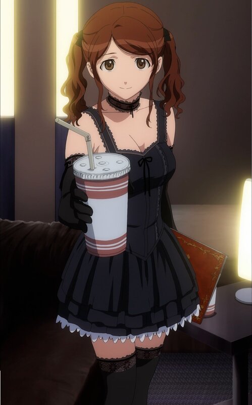 anime girl with drink