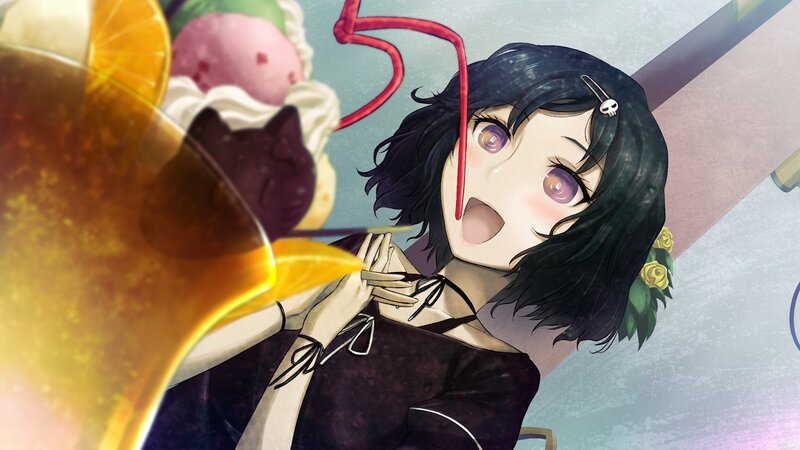 anime girl with drink