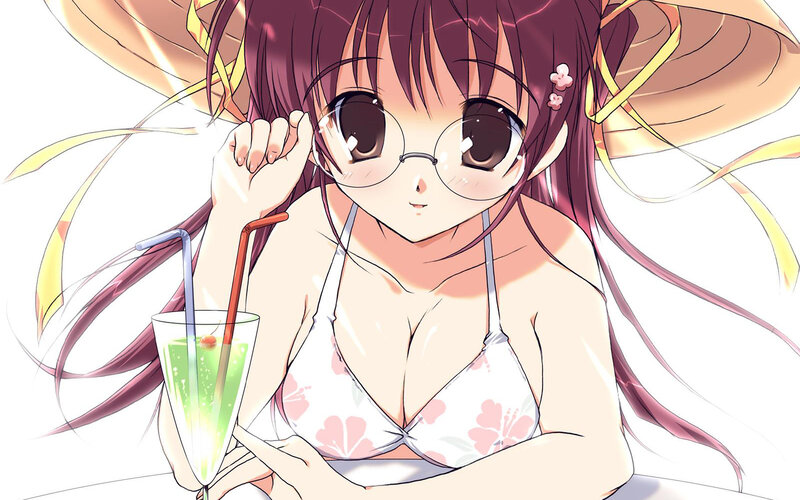 anime girl with drink
