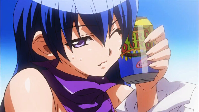 anime girl with drink