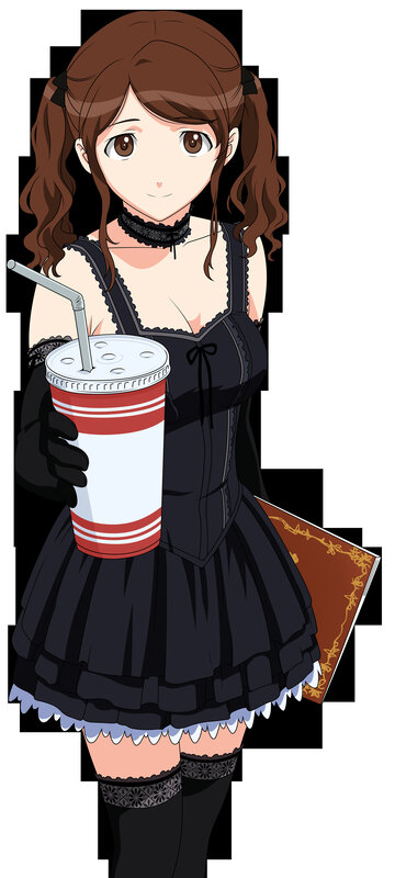 anime girl with drink