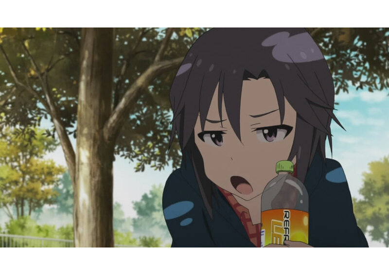 anime girl with drink