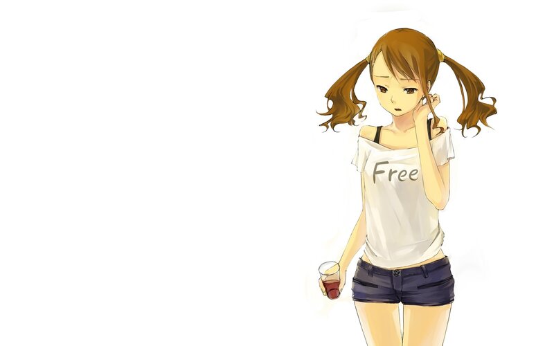 anime girl with drink