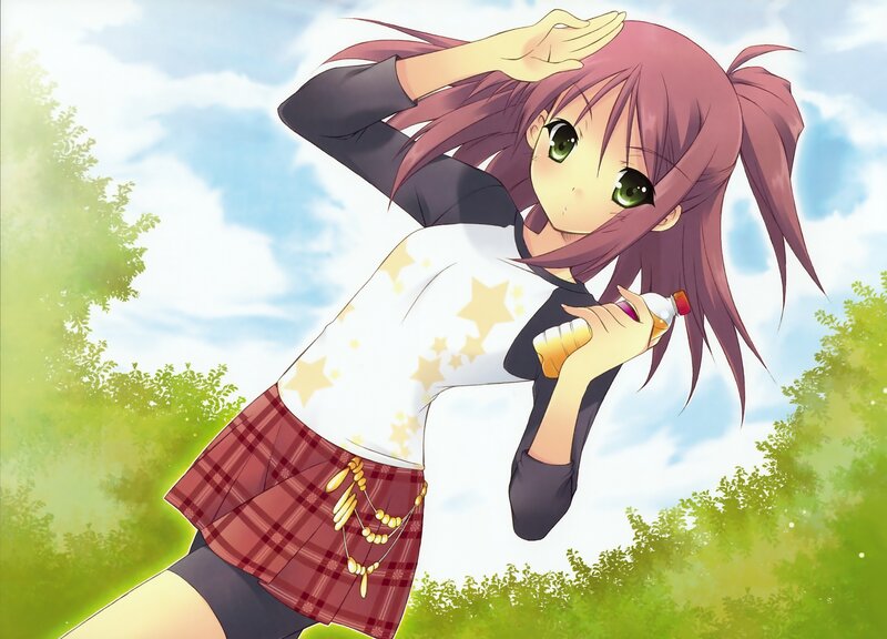 anime girl with drink