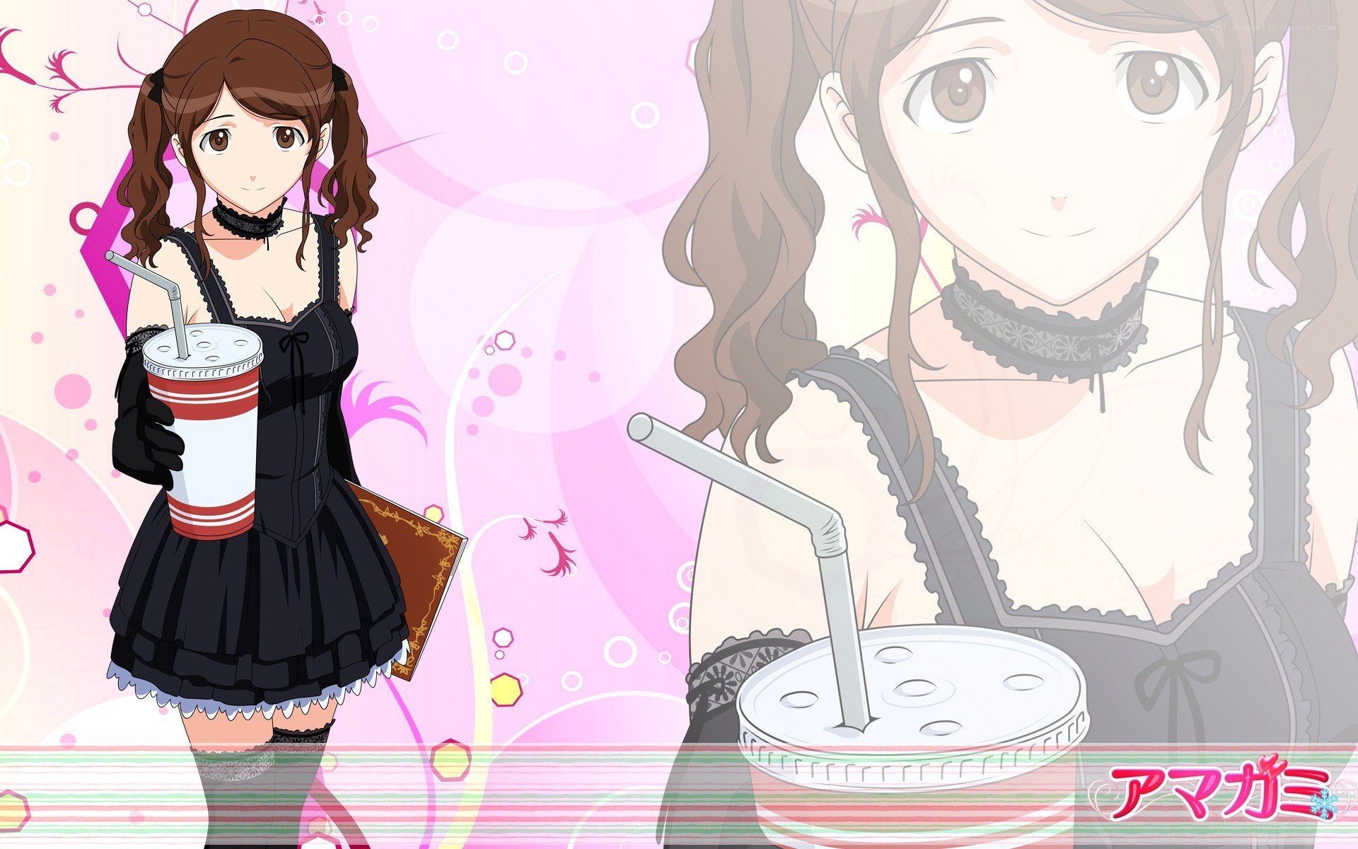 Anime girl with drink