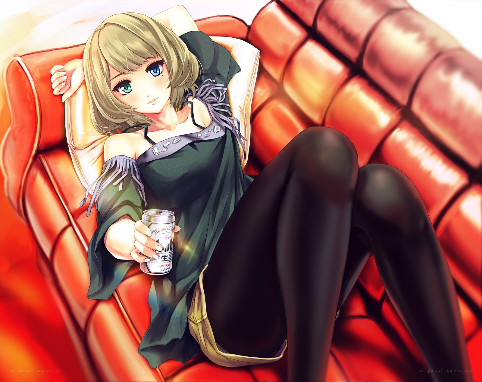 anime girl with drink