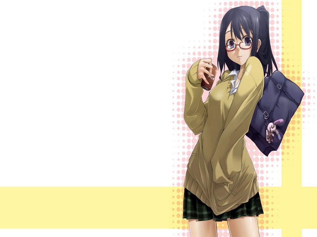 anime girl with drink