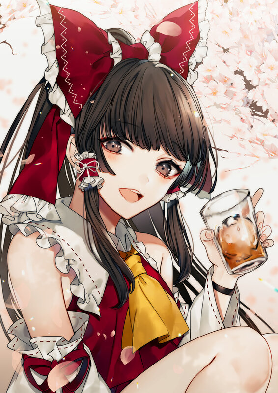 Anime Girl with Drink — Red
