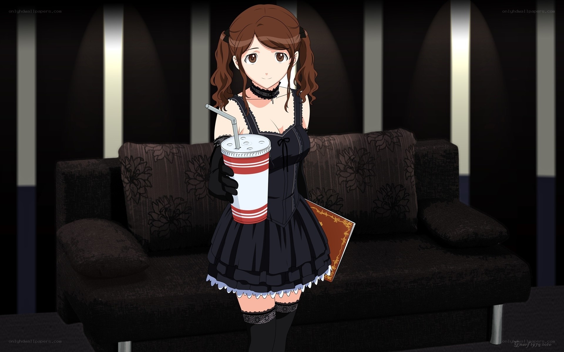 Anime girl with drink