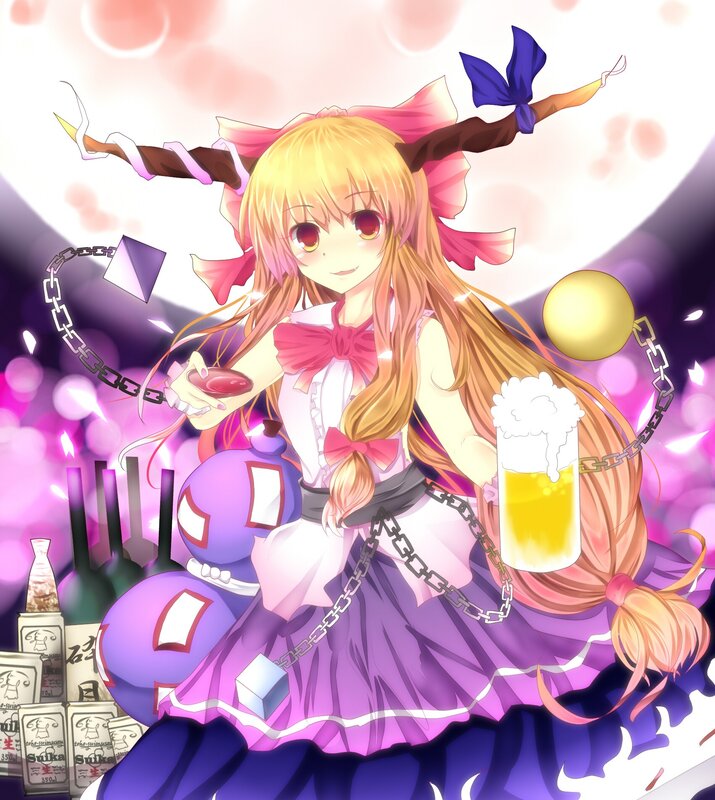 Anime girl with drinks and chains