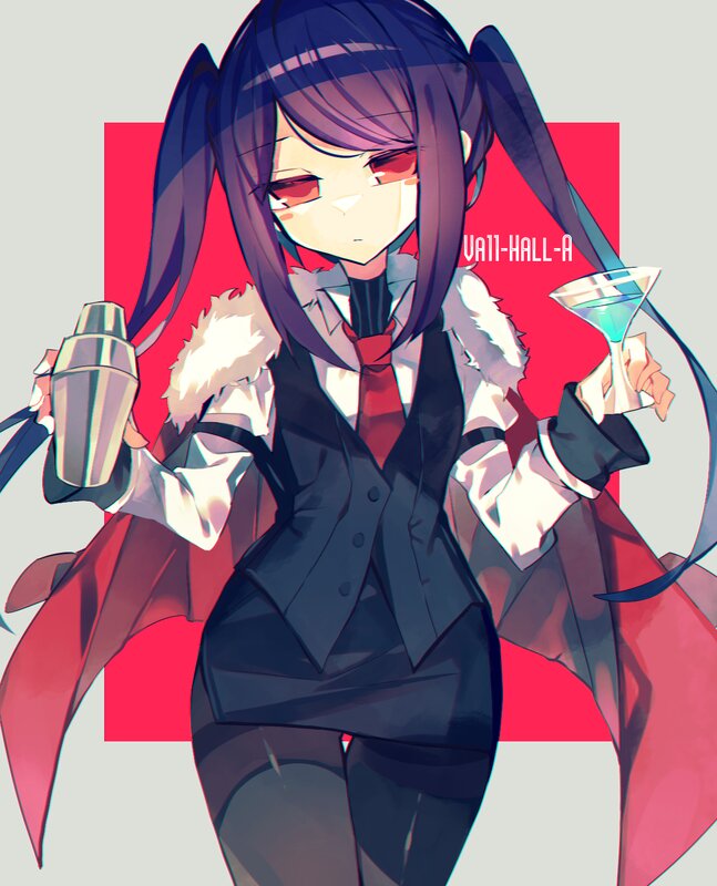 Anime Girl with Drinks — Purple